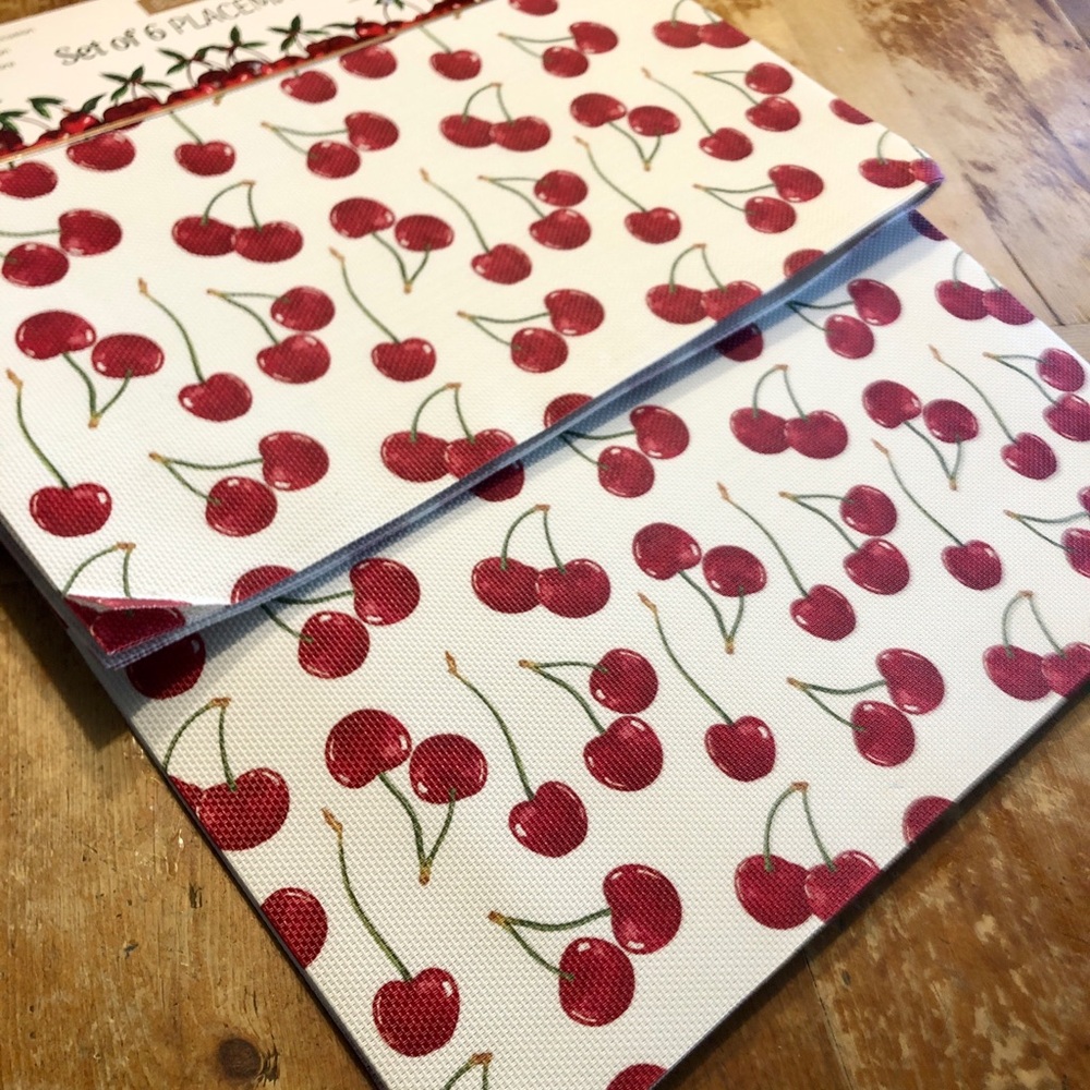 Cherry Print Placemat Set - set of 12 NWT